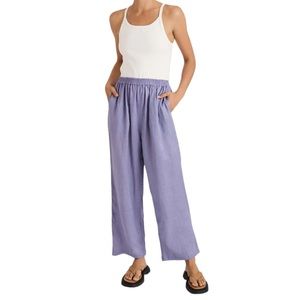 Zulu and zephyr lavender light purple linen pants size 2 wide leg elastic waist​